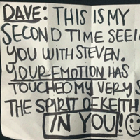  I was handed this lovely note as I left the stage on Sunday... Felt a little sad to leave Mexico City last night, but we're now in Santiago, Chile... the city where Craig & I played our first ever gig with Steven Wilson, back in May last year... I think anyone that saw us back then will notice a HUGE difference of Friday!!! 